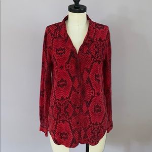 The Kooples Red and Black Snake Print Blouse